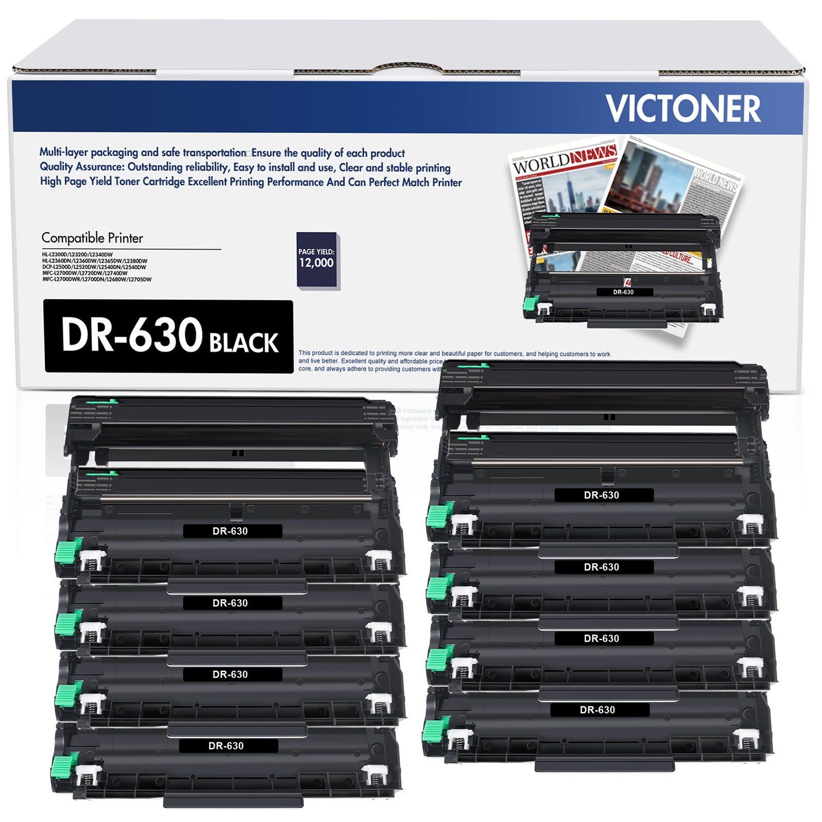 NEW 8PK Black DR630 Drum Unit for Brother MFC-L2680W MFC-L2685DW MFC-L2700DW