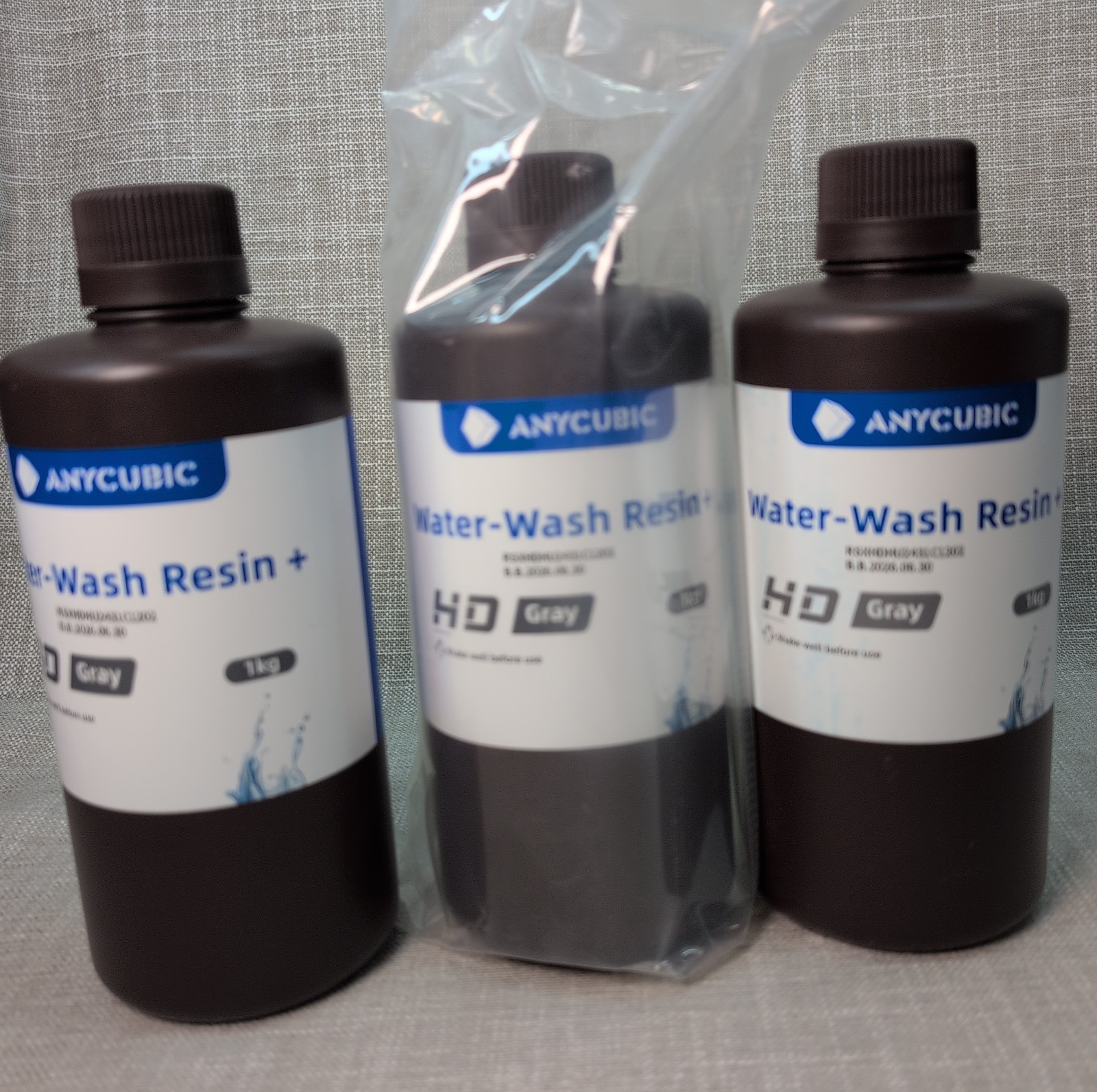 Anycubic  Resin Water-Wash +    3D Printing Resin  -  Grey - 3kg lot - Fresh