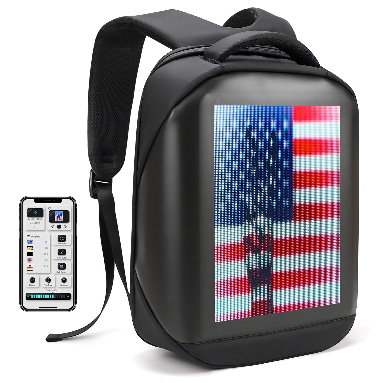Led Backpack with Programmable Screen,HD Color Screen App Control 15.6 inches...