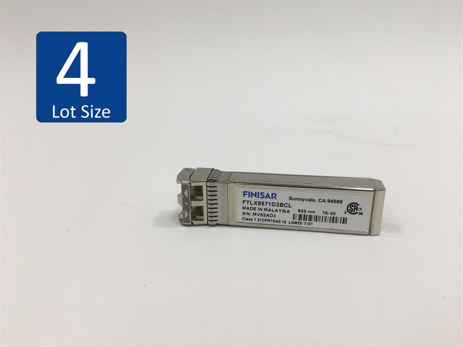 Lot of 4 Genuine Finisar FTLX8571D3BCL 10GB SFP+ Optic Transceivers