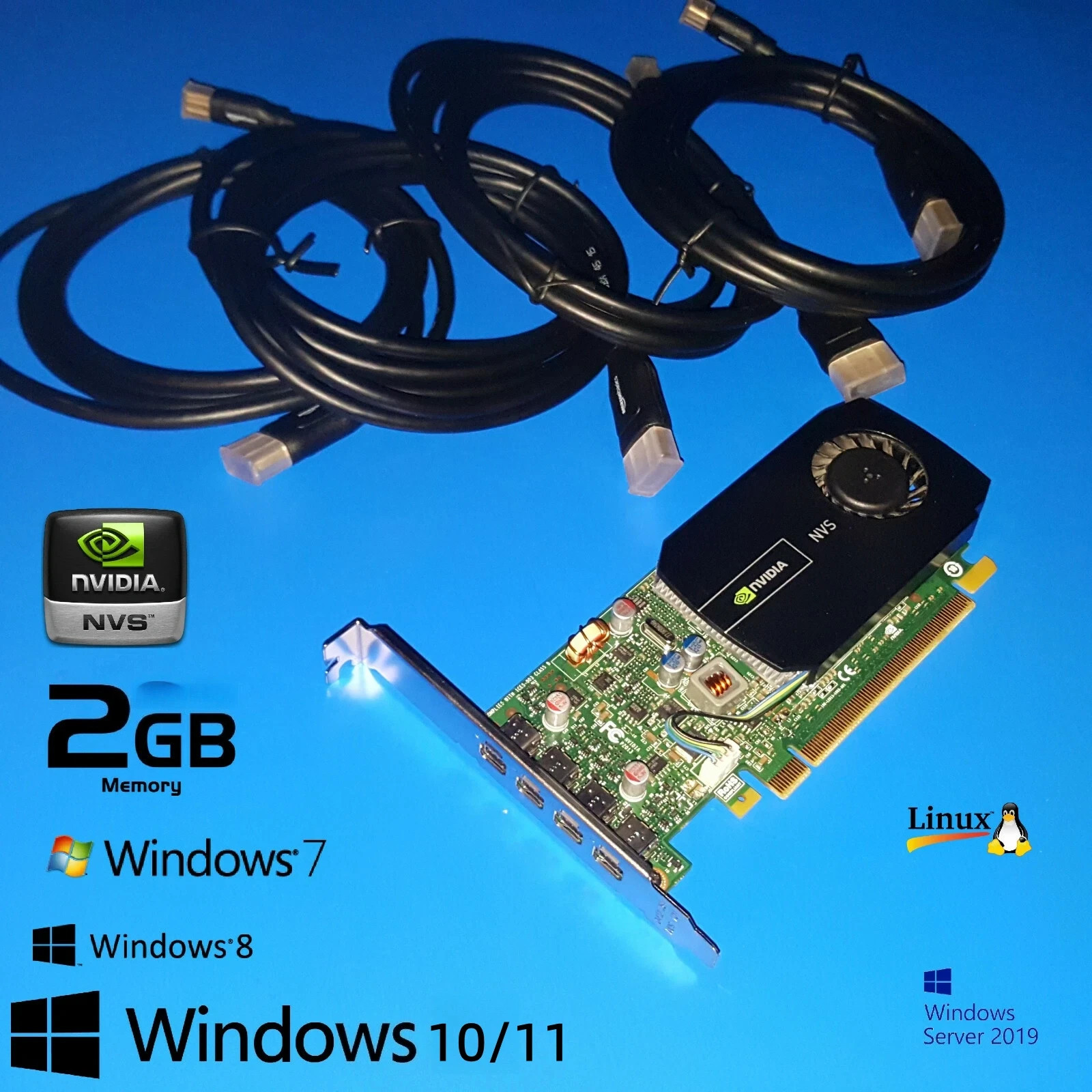 LENOVO M93P M700 M800 M900 M710 M910 M720 MT 4 monitor Video Card w/DP Cables
