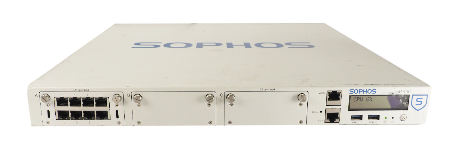 SOPHOS SG 430 Rev.1 10GB-Firewall Security Appliance with 1 module (damaged LCD)