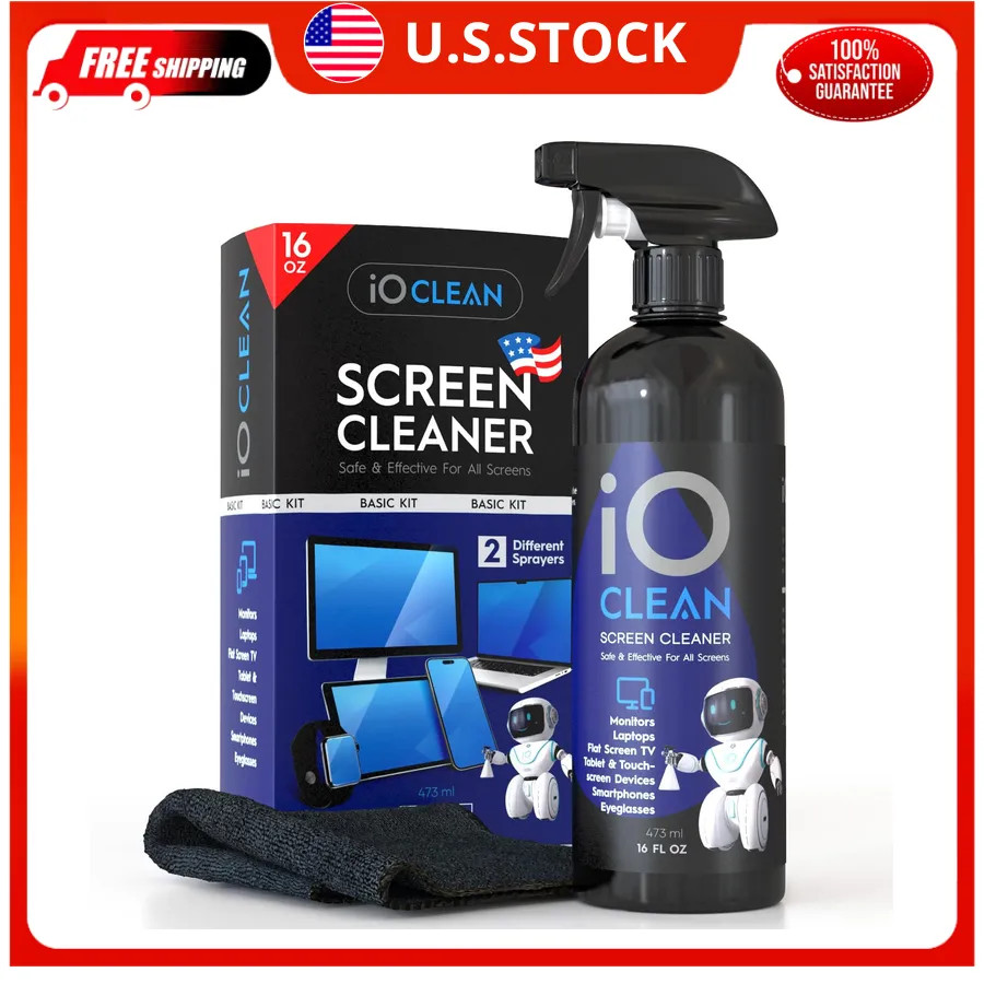 iO CLEAN 16oz Screen Cleaner Spray – Best Large Cleaning Kit