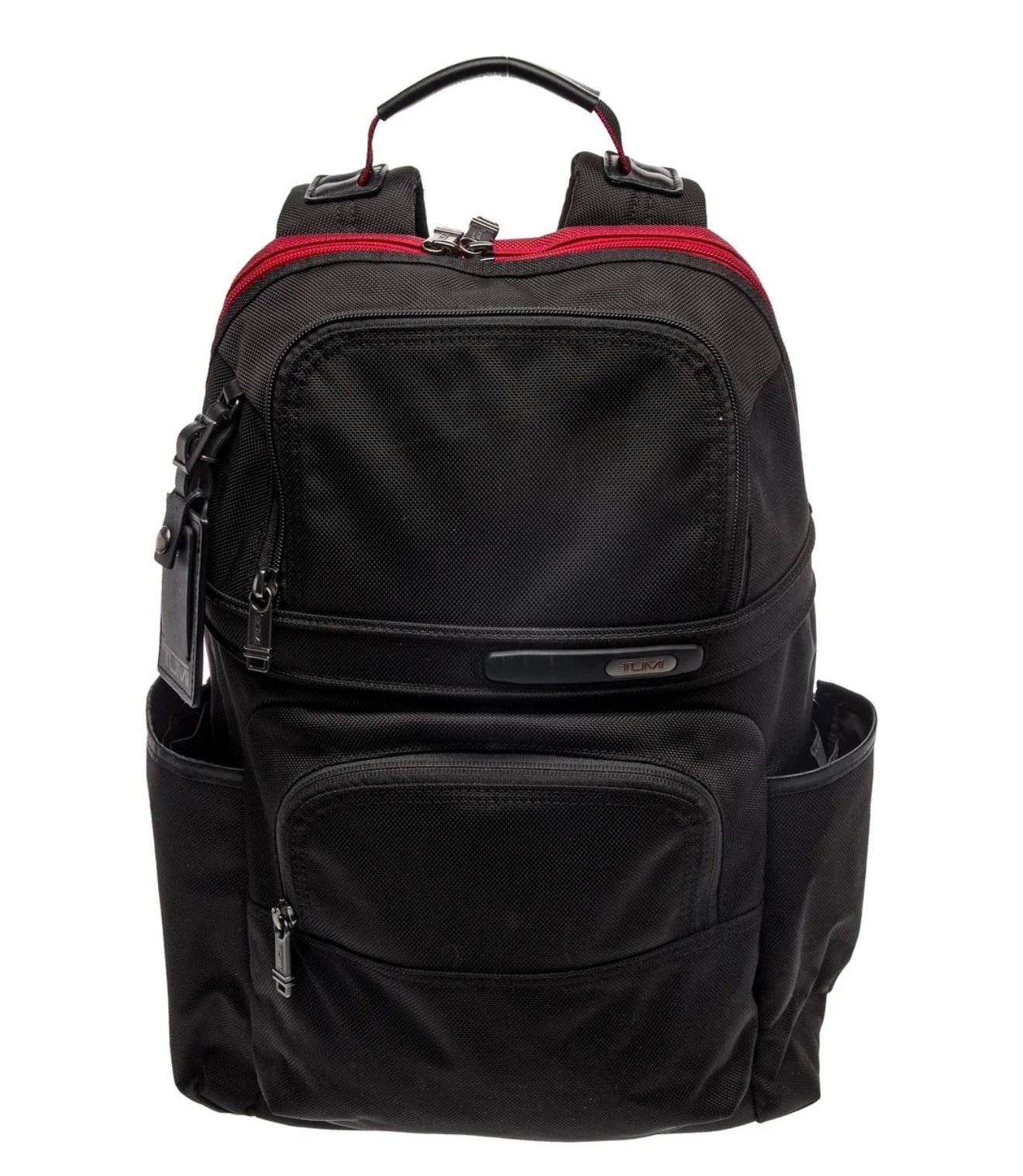 TUMI Compact T-Pass Backpack FXT Ballistic Nylon Canvas Laptop PC Black Red Trim