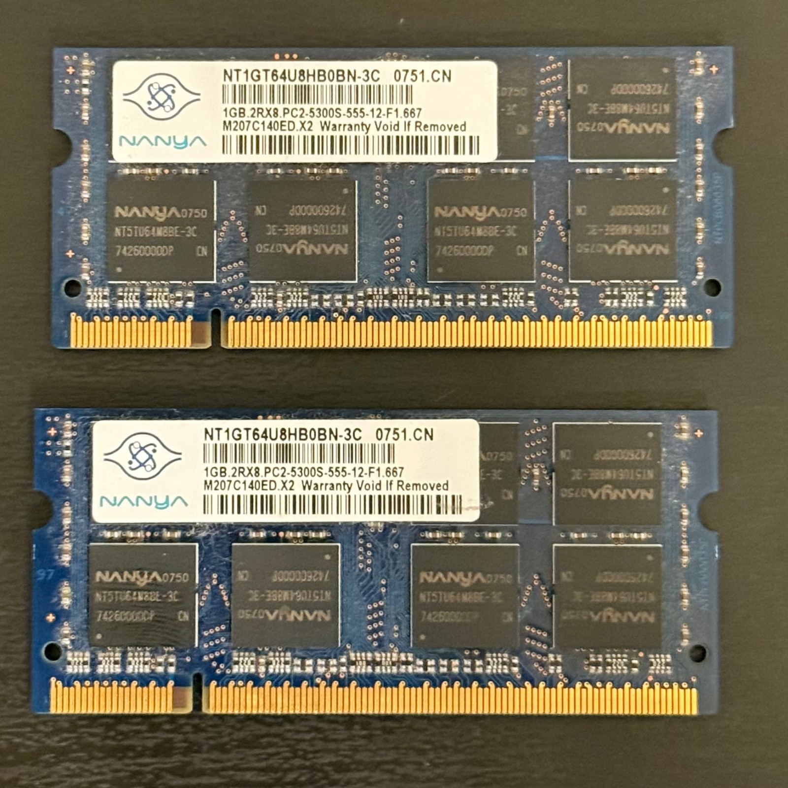 Nanya 2GB (2 x 1GB) PC5300 (DDR2-667) Laptop SODIMM RAM Memory