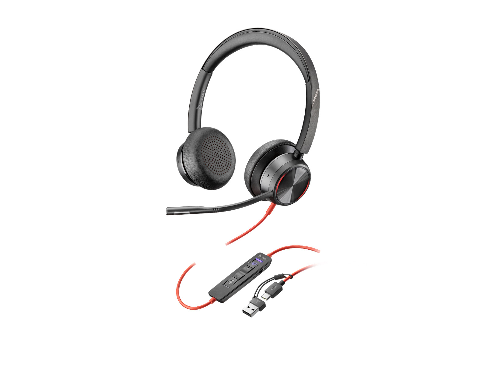 Poly Blackwire 8225 Stereo Microsoft Teams Certified USB-C Headset +USB-C/A
