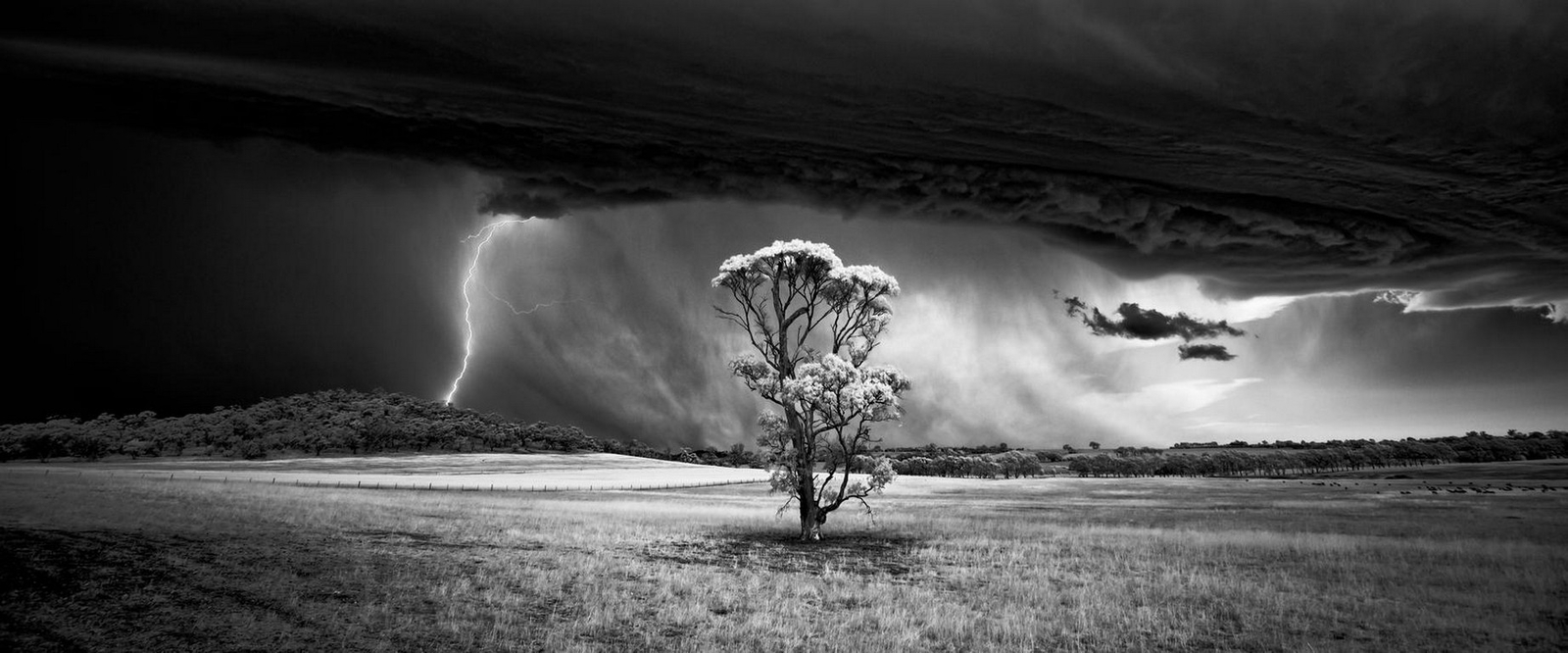 Landscape nature trees field storm lightning supercell Custom Gaming Mat Desk