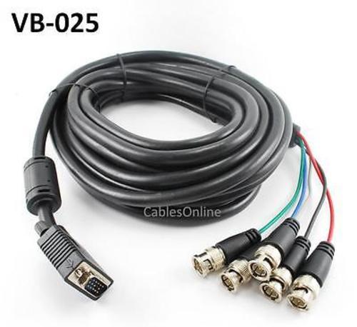 25ft SVGA HD15 to 5-BNC M/M Triple-Shielded Monitor Cable w/ Ferrite Core VB-025