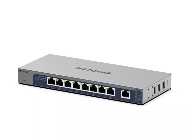 Netgear GS108MX-100NAS 8 Gigabit Port Unmanaged Switch w 10G Multi-Gig Fanless
