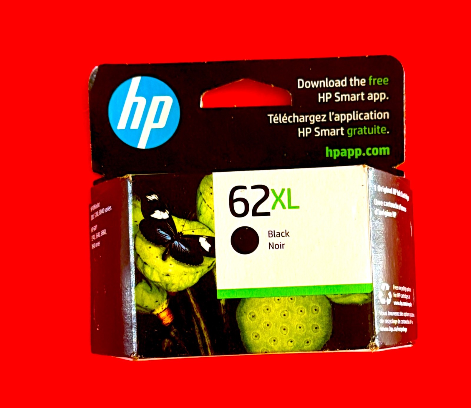 New Sealed Box Genuine HP 62XL High Yield Black Ink Cartridge 2023