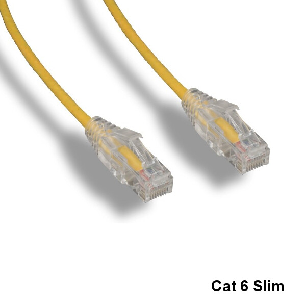 Kentek Yellow 3ft Slim Cat6 UTP Patch Cable 3.6MM 550MHz RJ45 Pure Copper RJ45