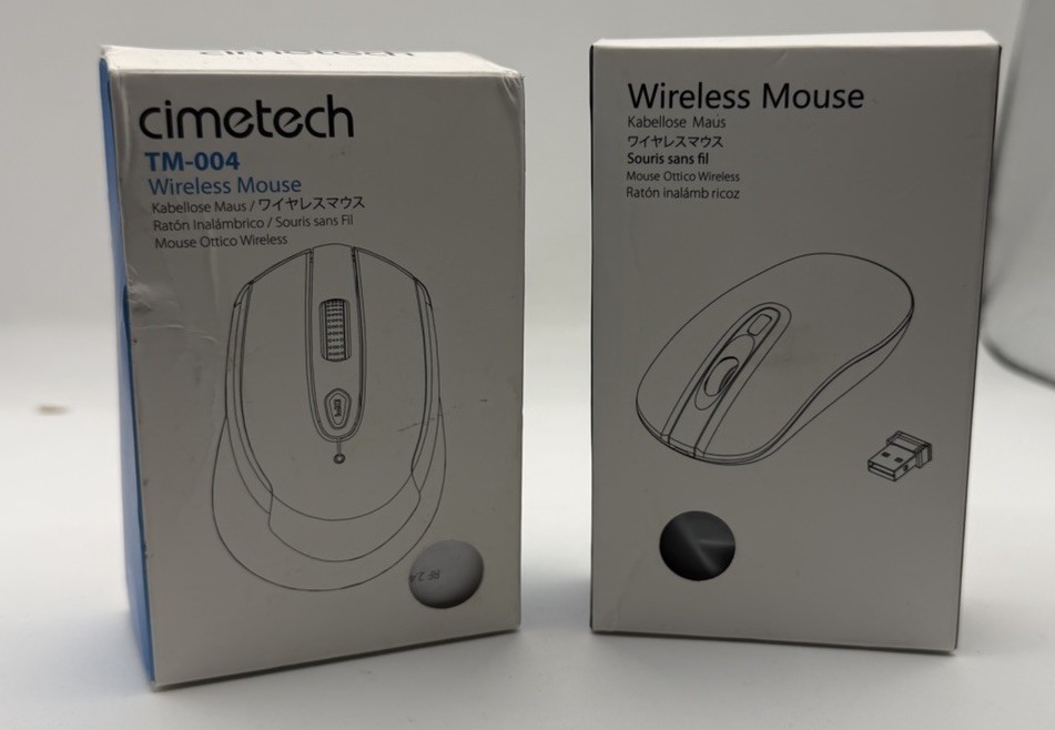 CIMETECH TM-004-GR WHITE/TM-002 BLACK WIRELESS OPTICAL MOUSE LOT OF 2