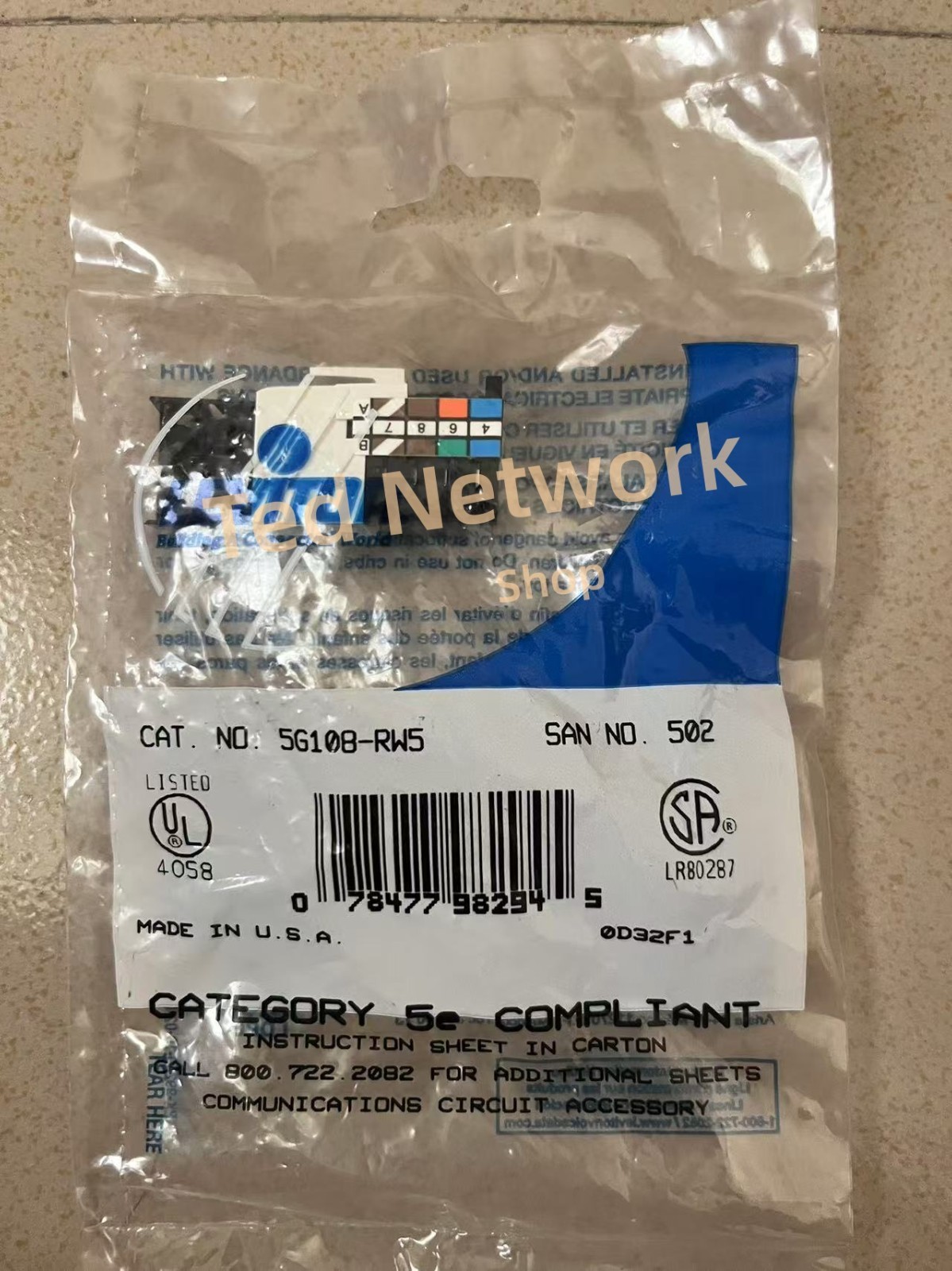 Lot of 10 Leviton 5G108-RW5 Cat 5e Keystone jack Gigabi RJ45 white 