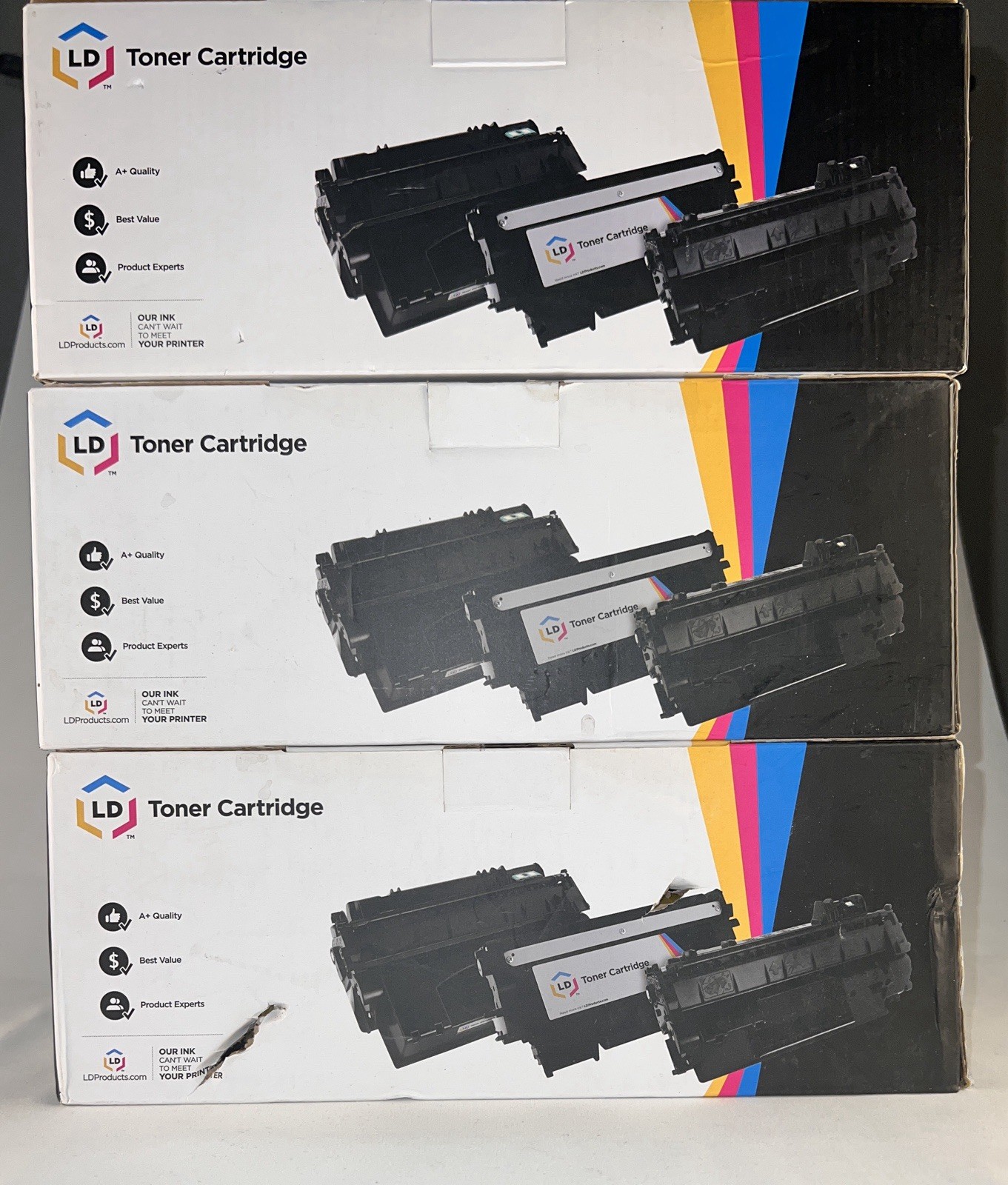 Lot of 3 LD Products Black Toner Cartridges HP 12A Q2612A Canon 104 New In Box