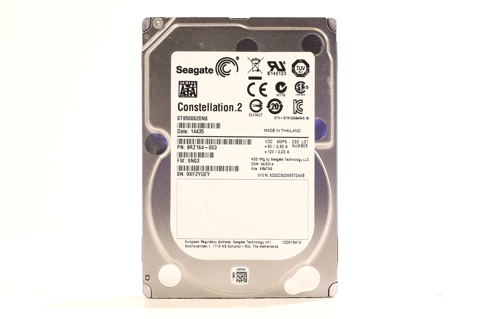 Seagate ST9500620NS 500GB 2.5" 6Gb/s 64MB 7.2K RPM SATA HDD P/N: 9RZ164-003
