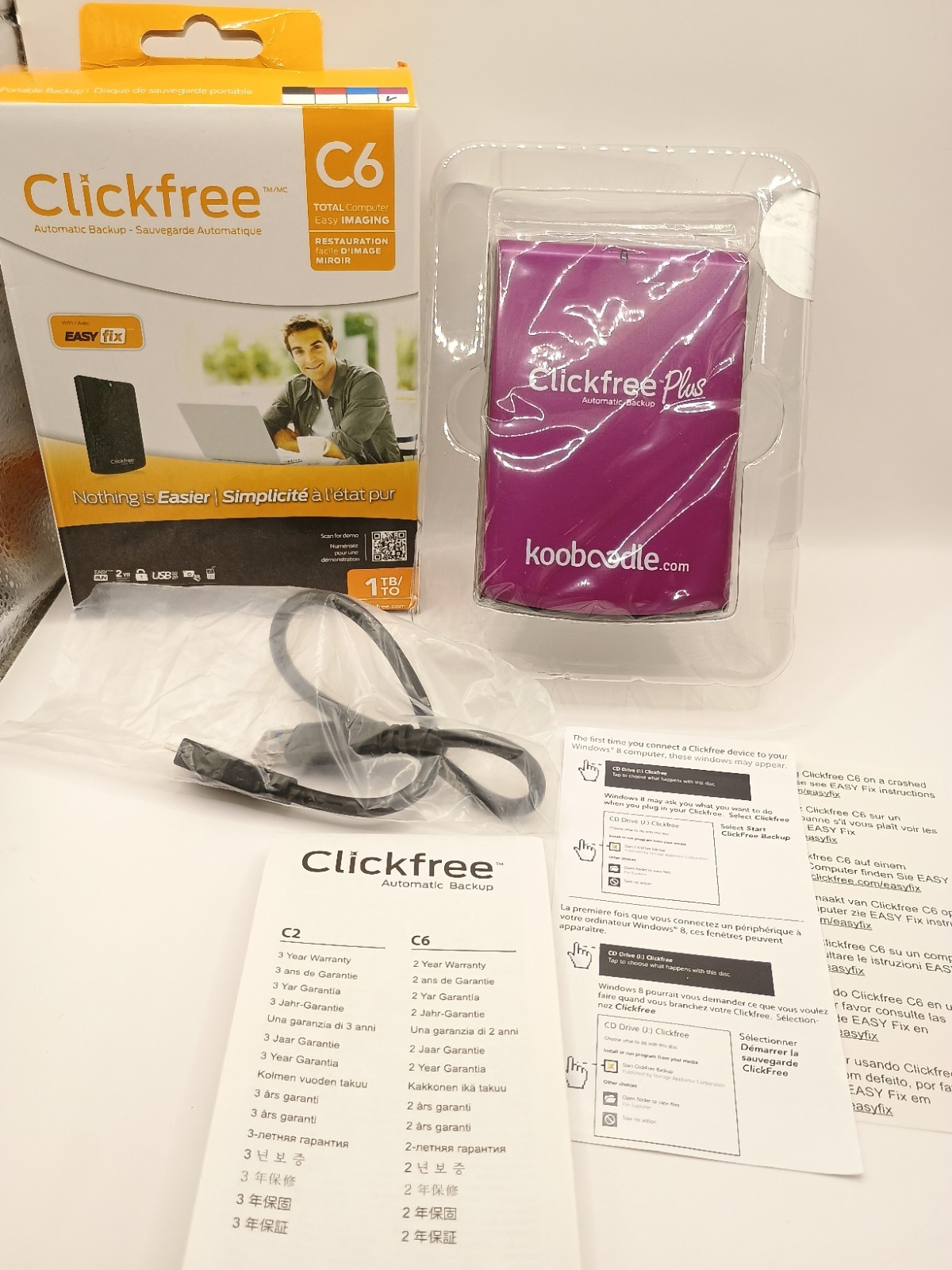 Clickfree C6 - Automatic Portable Backup For PC Computer 1 TB Storage Hard Drive