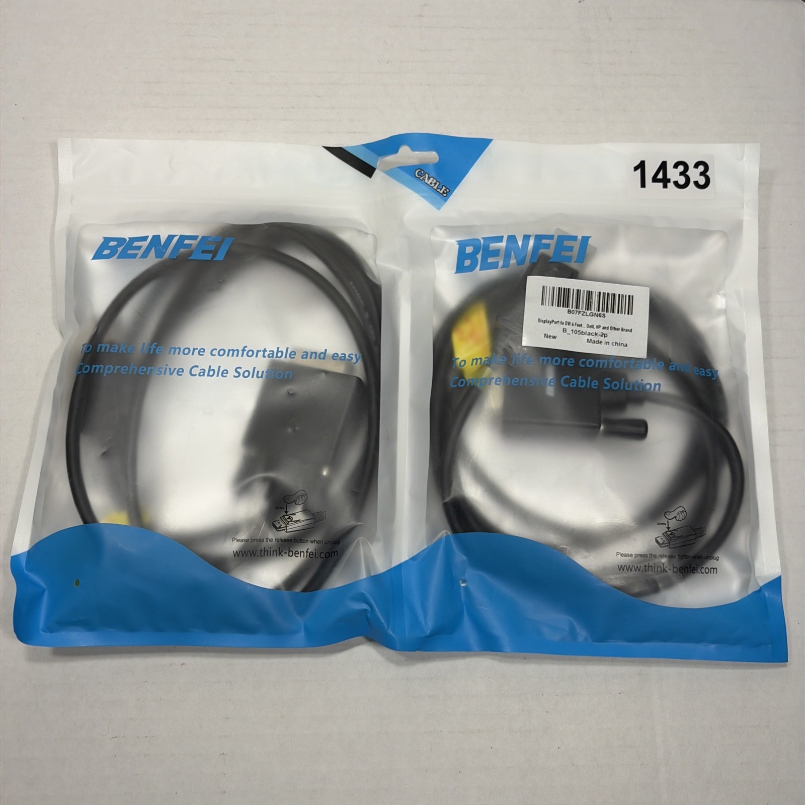 Benfei B_US_189 HDMI Port To DVI-D DVI Adapter Cable Black 2 Pack - New Sealed