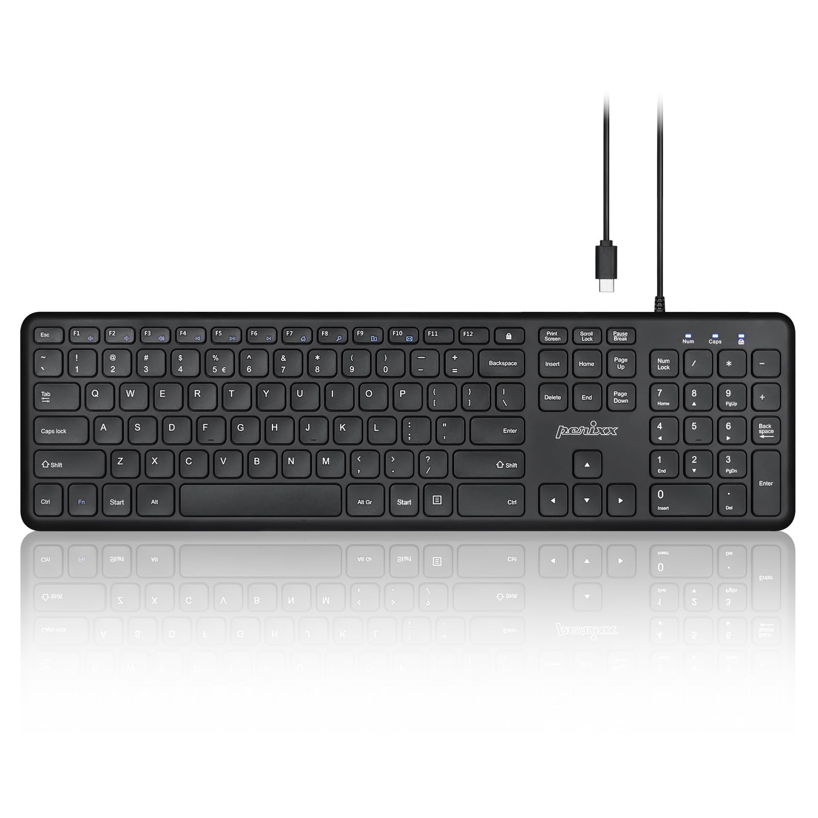 Perixx Periboard-210C Wired Full-Size Usb C Keyboard Quiet - Mac Ipad