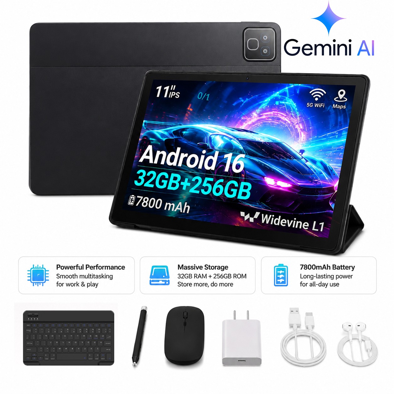 Android 16 10" IPS Touchscreen Tablet 32GB RAM 256GB 1TB Expand Dual Camera