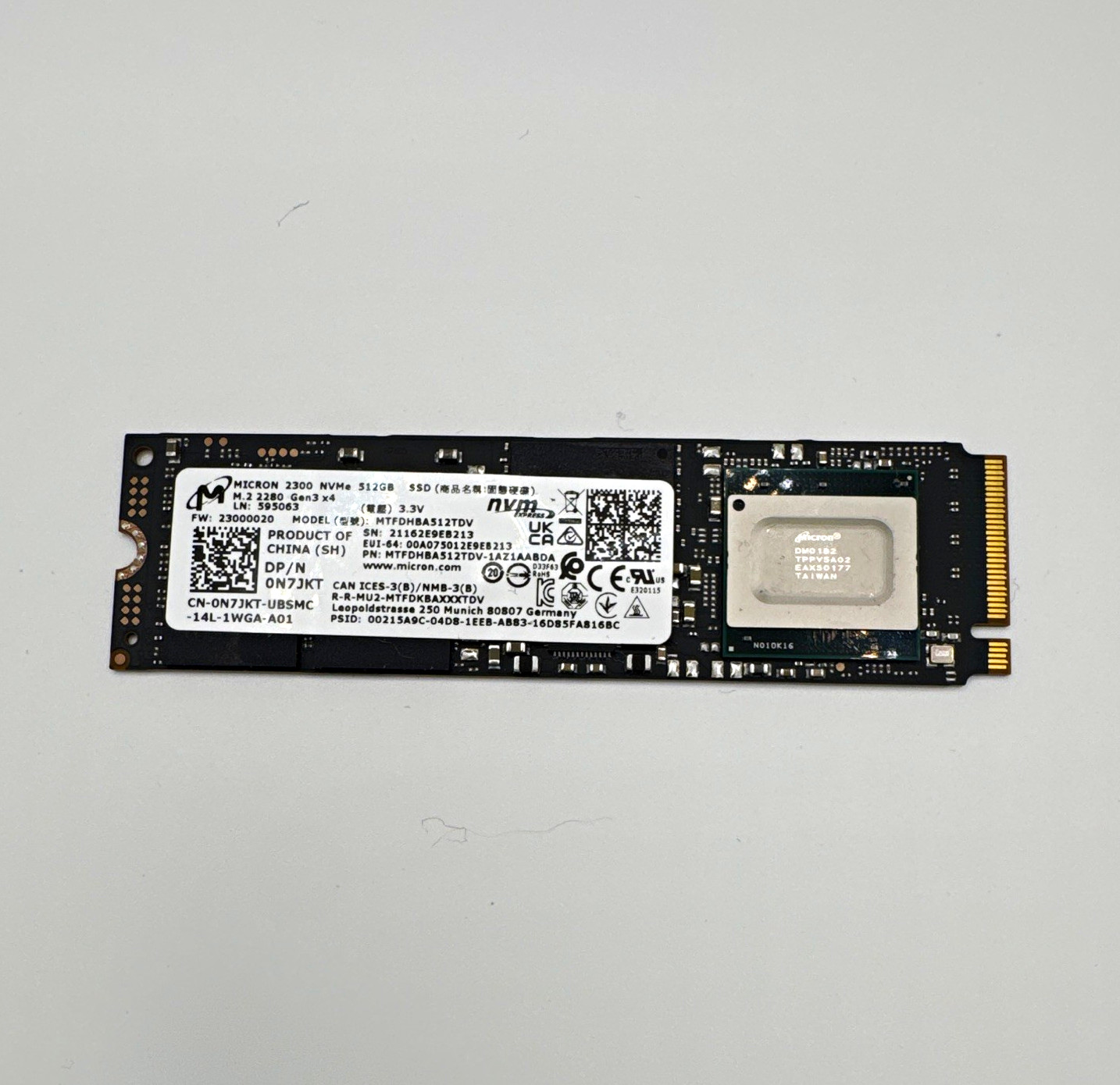 Micron 2300 512GB M.2 2280 NVMe Gen3 x4 Internal SSD MTFDHBA512TDV
