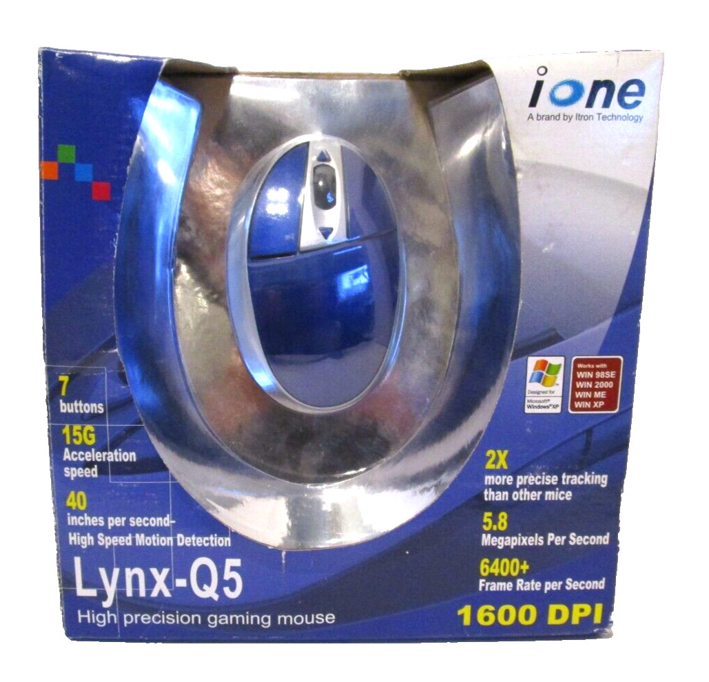 Vintage iOne Lynx-Q5 High Precision Gaming Mouse Windows XP, 98,98E, 2000,ME