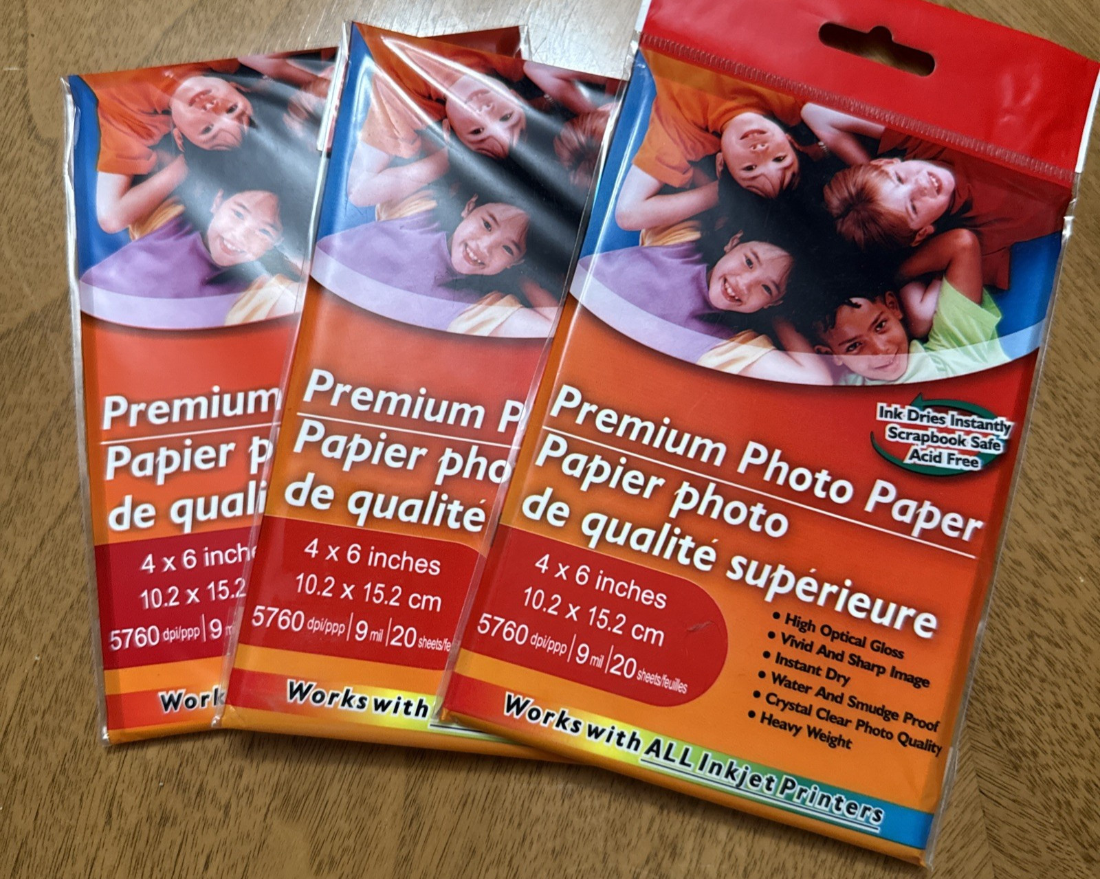 Three Packs Of Premium Photo Paper 4 x 6 inches 60 sheets Total