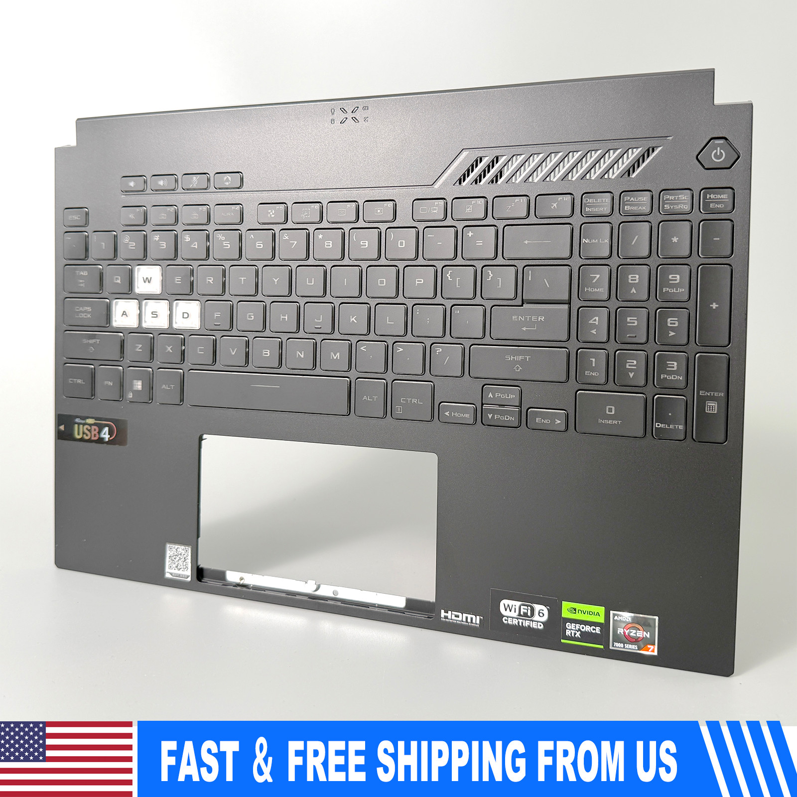 Used Backlit Keyboard Palmrest for ASUS TUF Gaming FX507 FA507 FX507Z A15 F15
