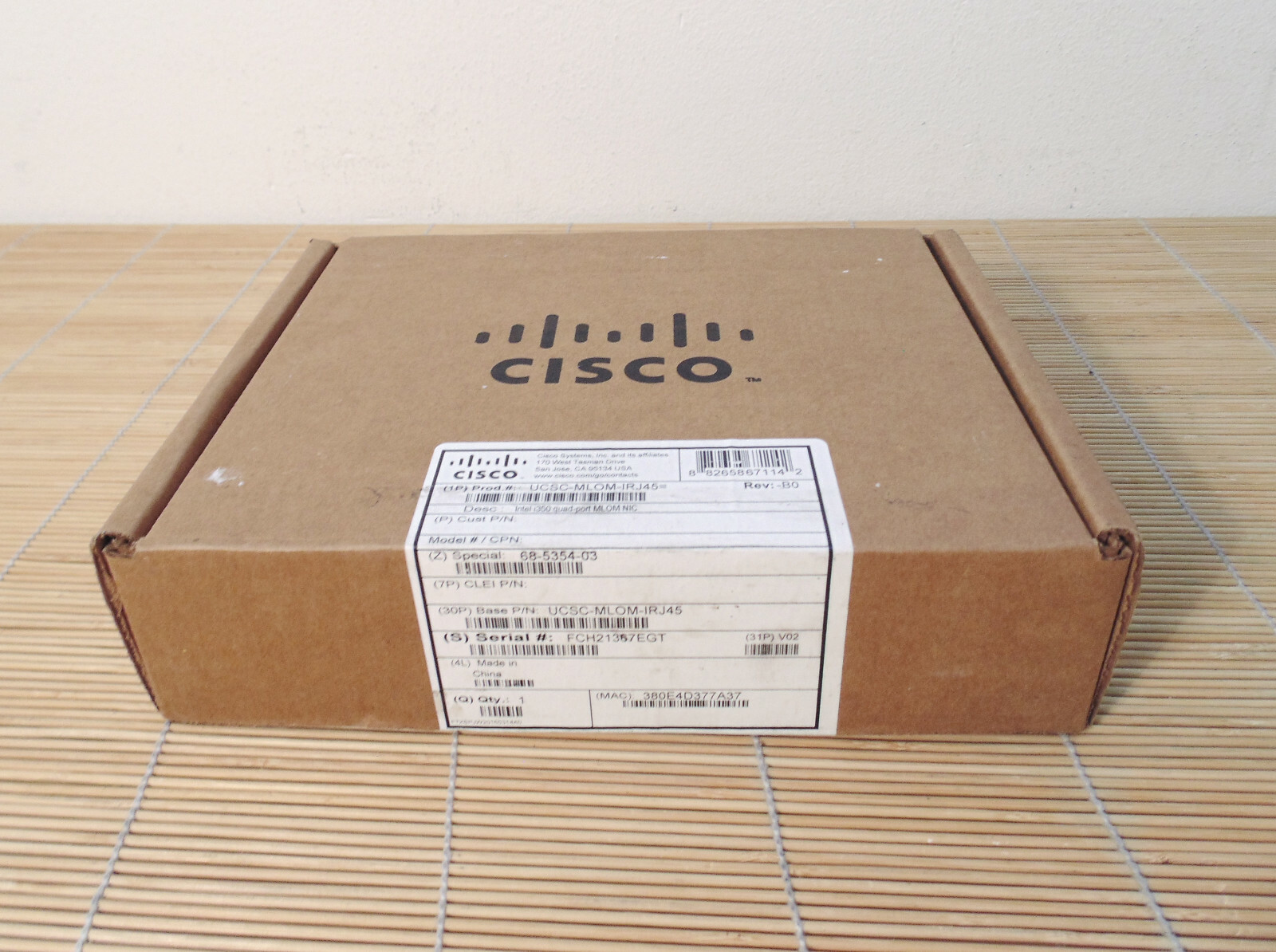 NEW Cisco UCSC-MLOM-IRJ45 Intel i350 Quad-Port 1GBase-T MLOM NIC NEW Sealed