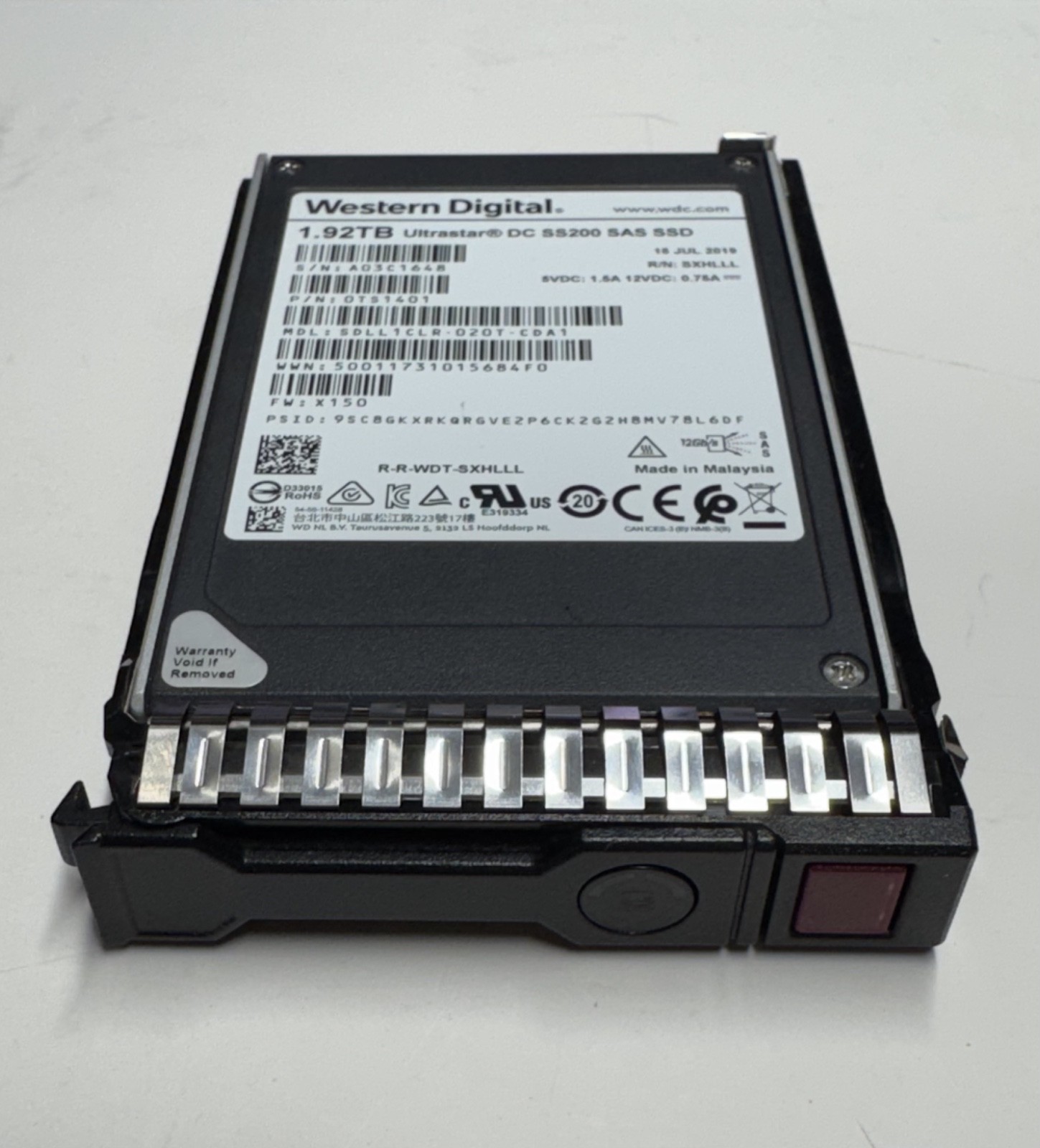 1.92TB SSD SAS 2.5" 12G Server Hard Drive for HP DL360 DL380 DL385 G8 G9 G10