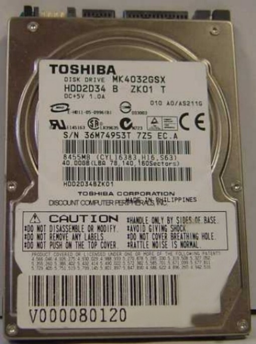 New Old Stock 40GB Toshiba MK4032GSX 2.5" 9.5MM SATA Drive HDD2D34 USA Seller