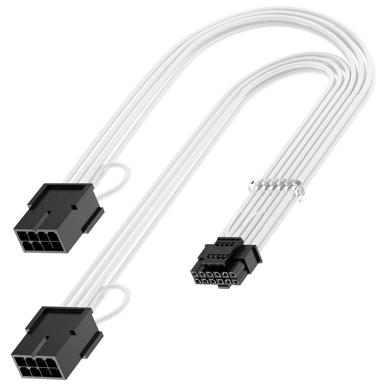 16Pin RTX 4070Ti GPU Power Adapter Cable PCIe 5.0 to 2x8Pin 13 Inch White