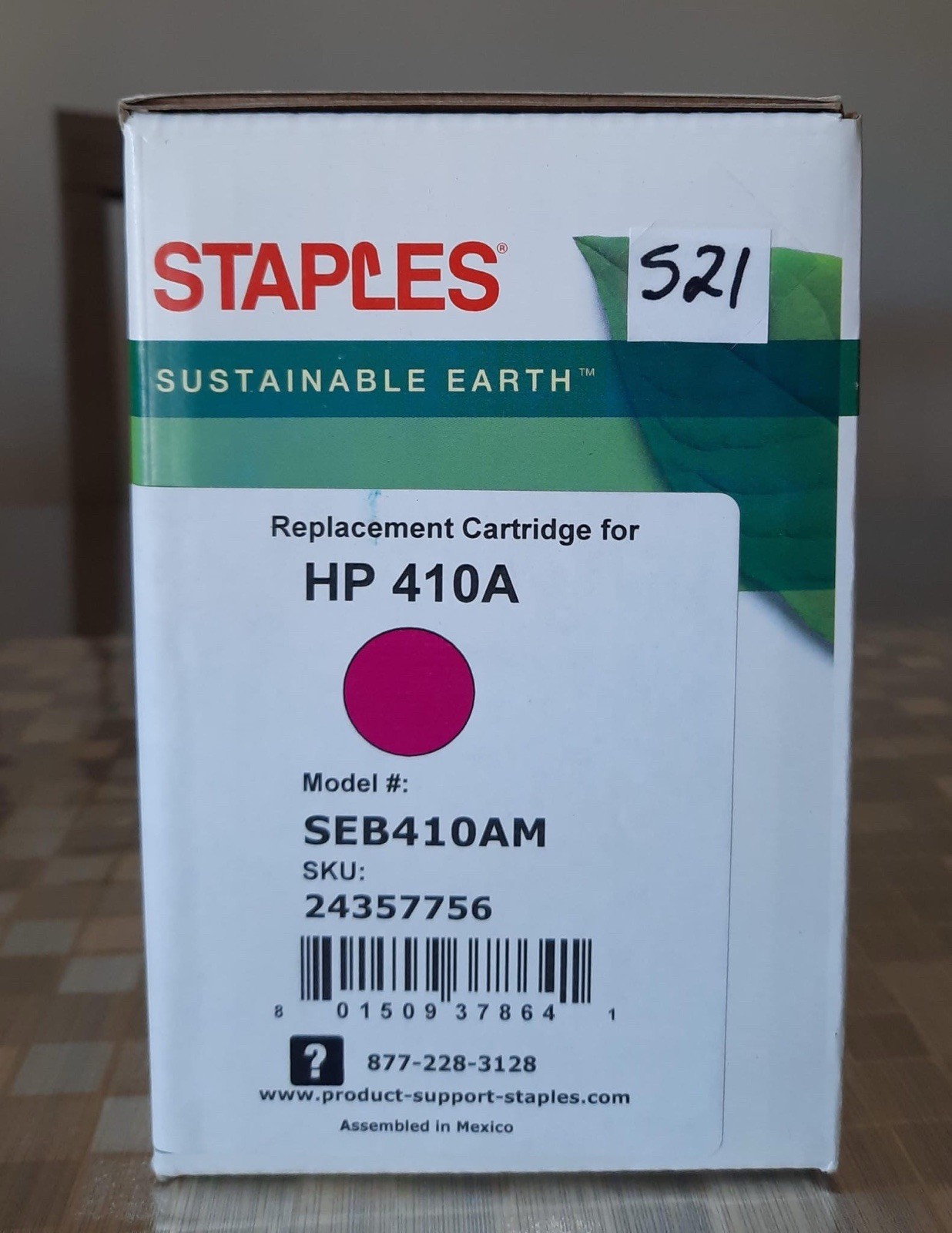Staples 410A Toner Cartridge Magenta Standard Yield Replacement