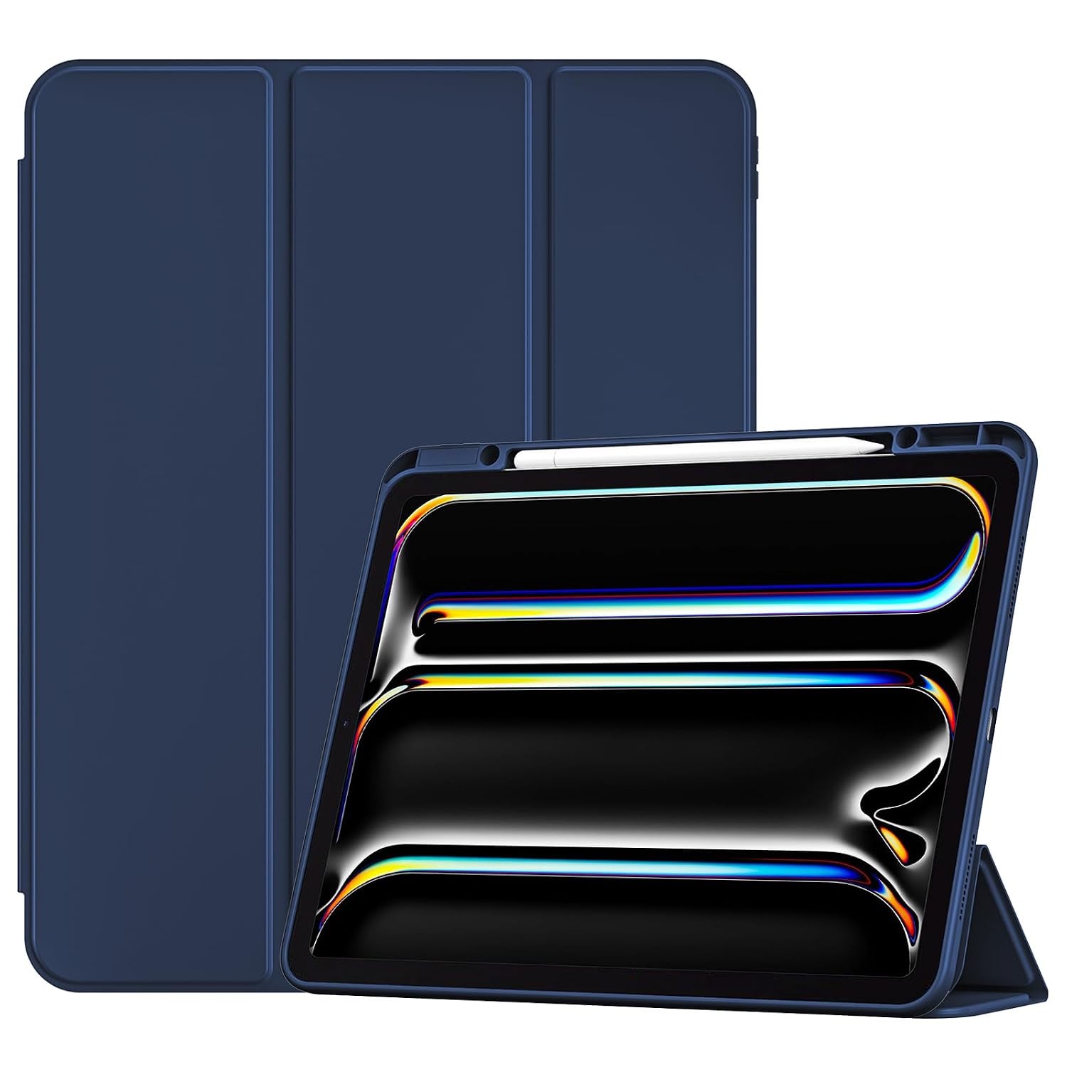 Navy iPad Pro 13 Inch Case M5 2025 M4 2024 Pencil Holder Sleeve