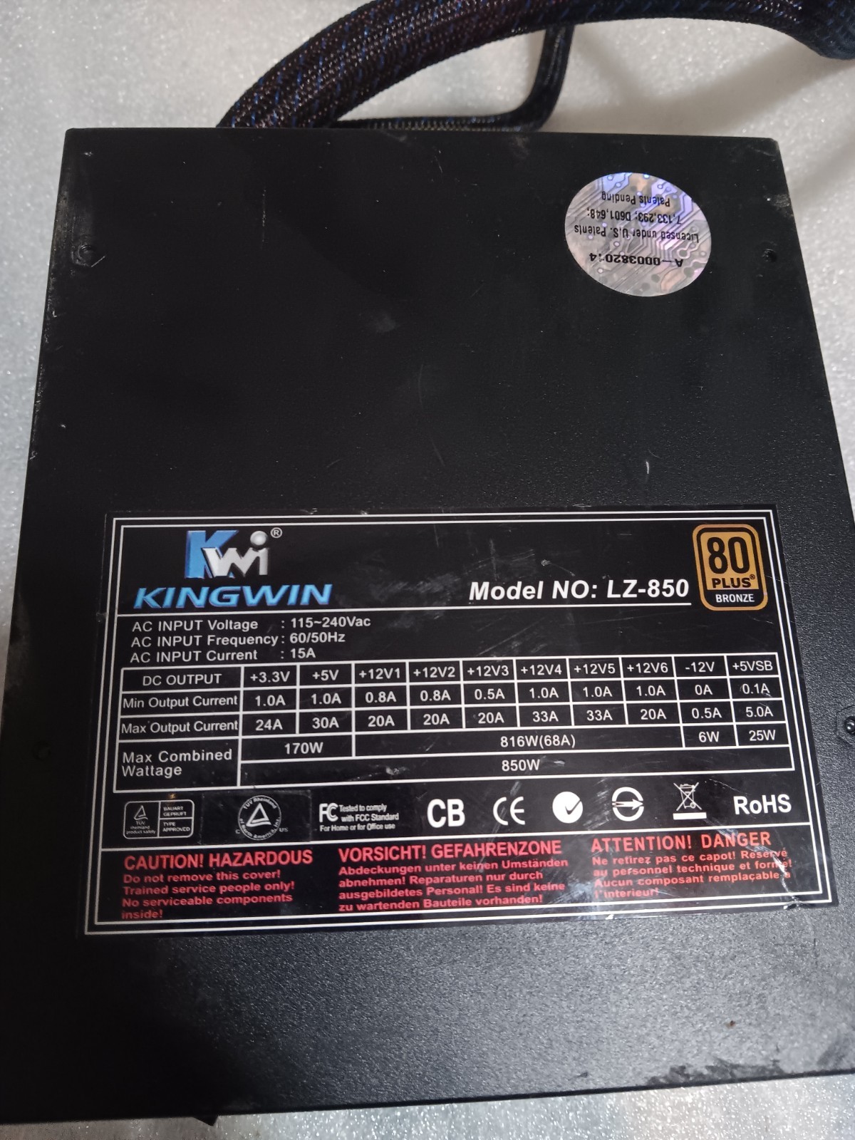 KingWin LAZER 80 Plus bronze 1000W Semi-Modular ATX Power Supply