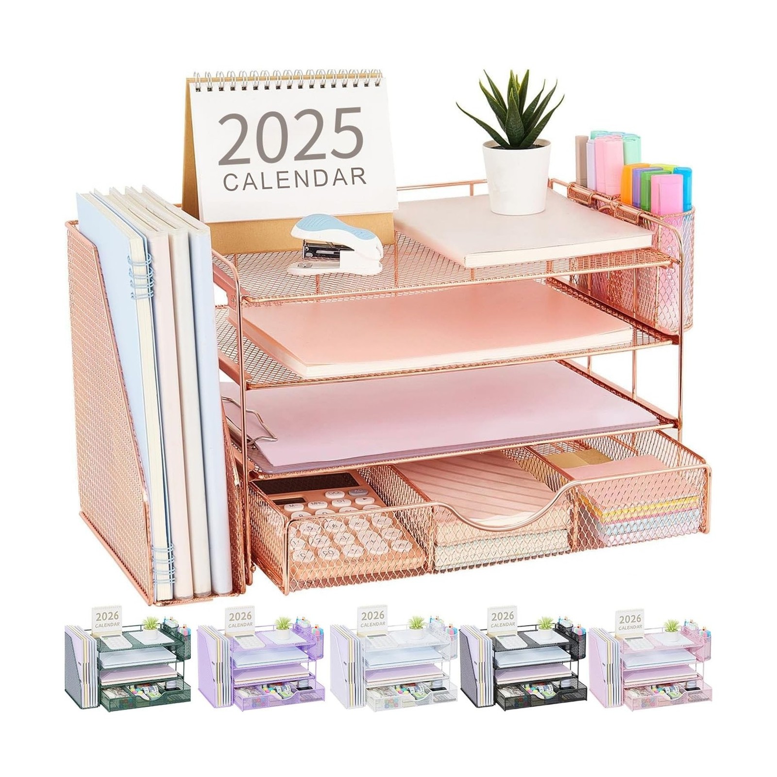 gianotter Desk Organizers and Accessories with File Holder, 4-Tier Desk Acces...