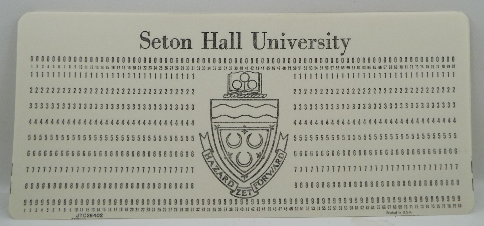 Unused Computer Punch Card, late 70s, Seton Hall University, Burroughs B6800
