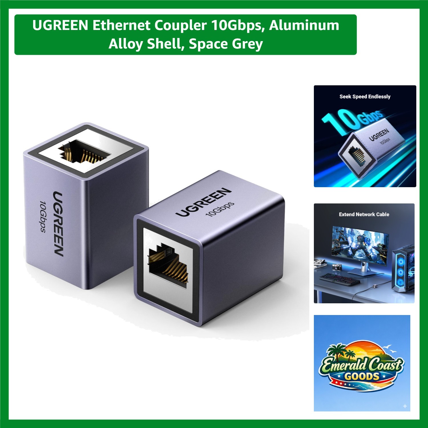 Durable Aluminum 10Gbps Ethernet Coupler - Supports 328ft Long-Distance