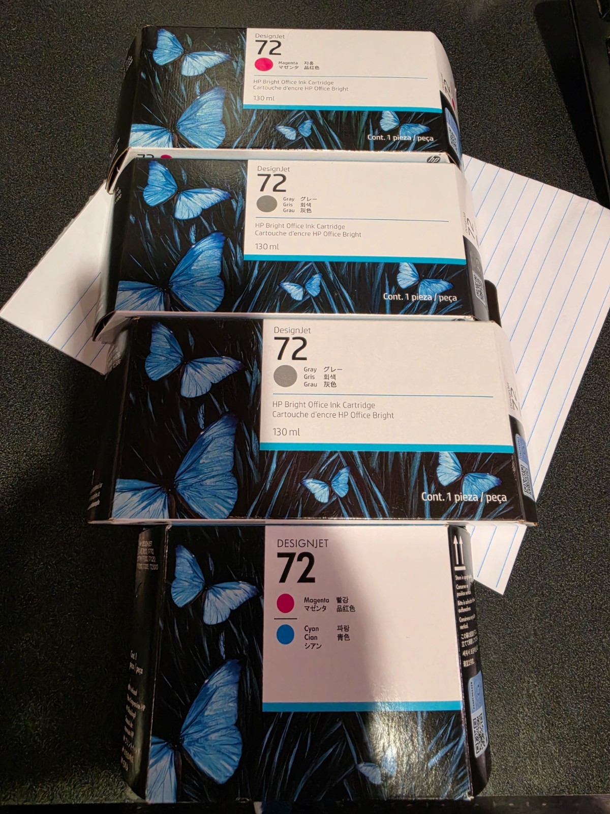 Genuine hp ink cartridges 72 - 130ml brand new in box and print head