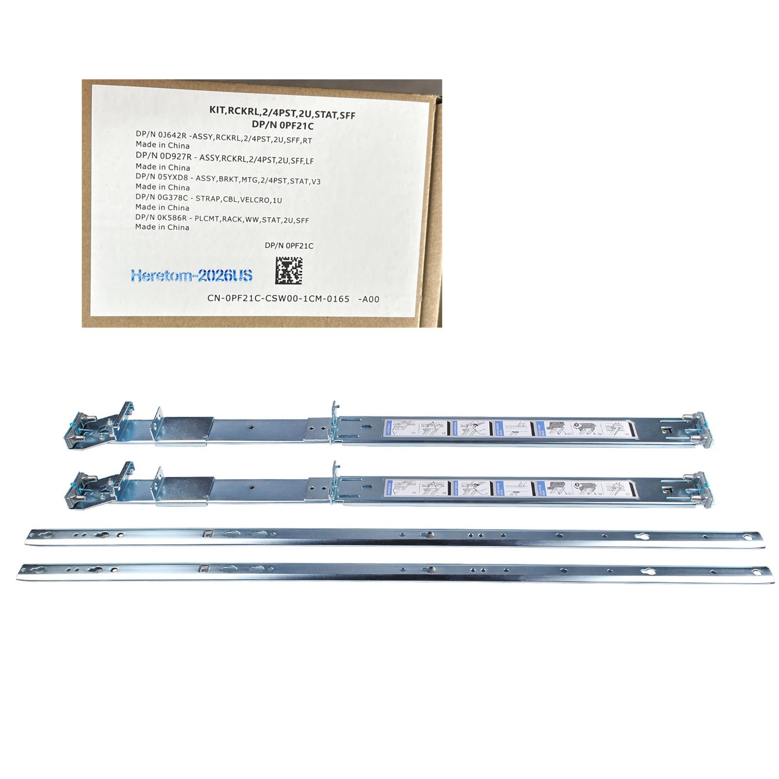 Dell 0PF21C 2U Static Rail Kit For R750XS R750 R760 R770 R550 R760XS R7615 R7625