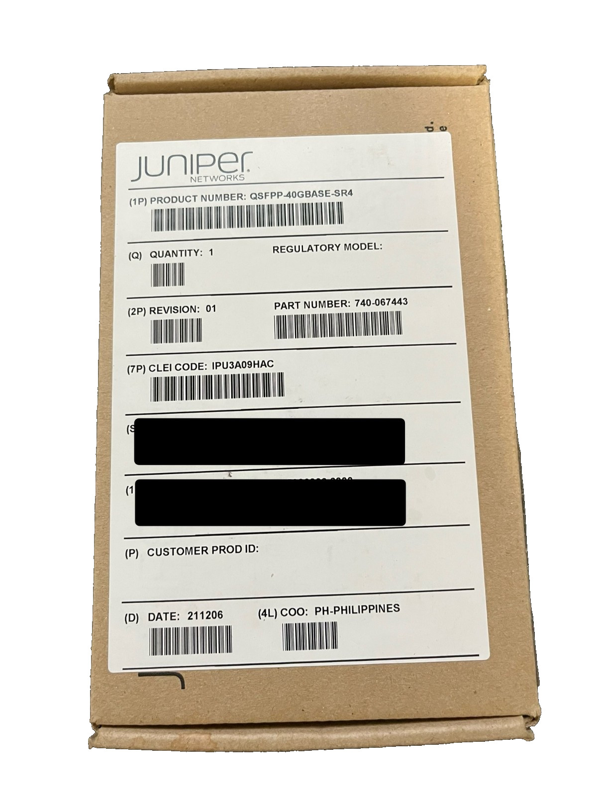Juniper Networks 740-067443  QSFPP-40GBASE-SR4 OM3 100m 850nm
