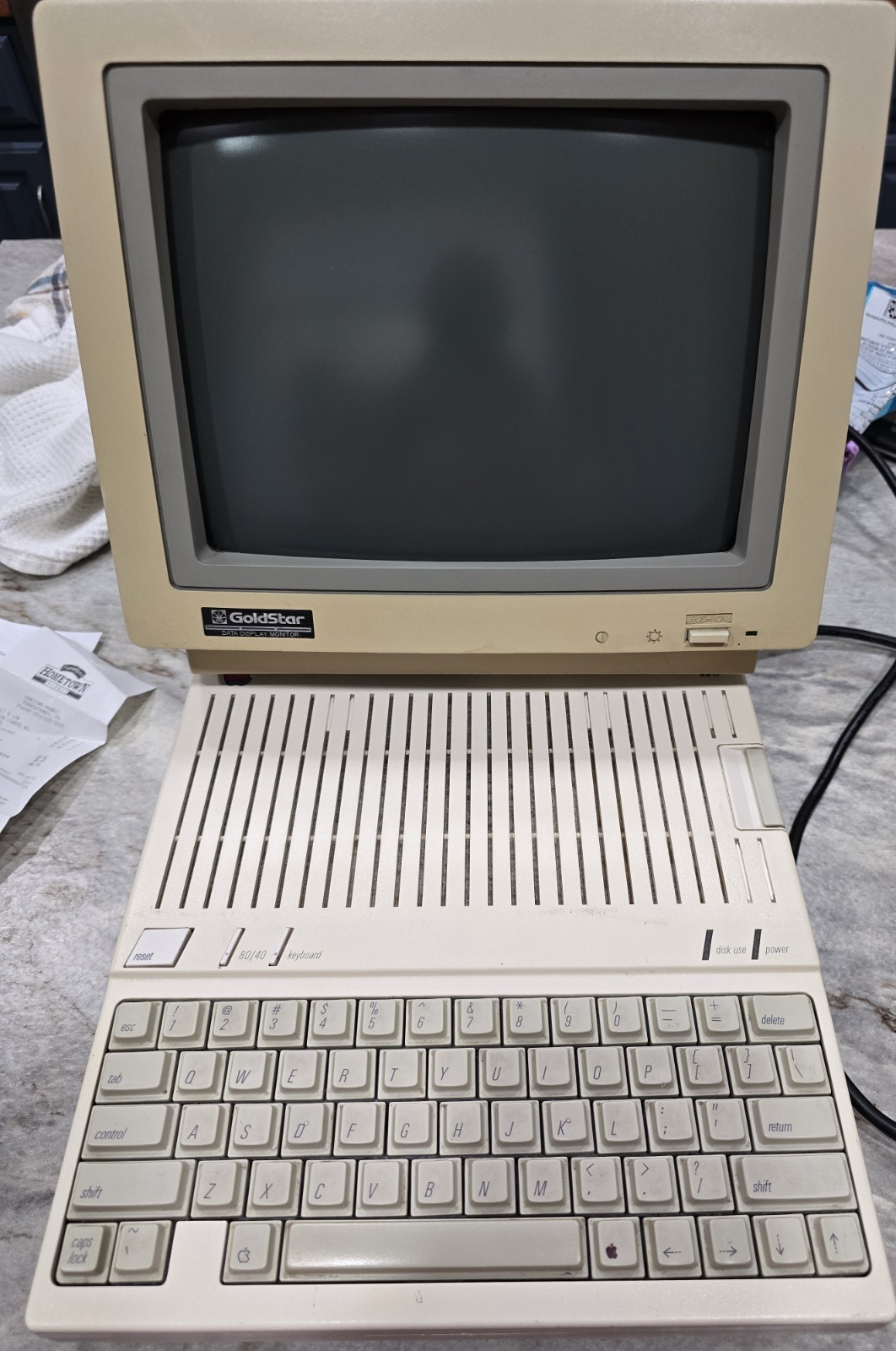 Vintage Apple IIc Computer Untested No Cables And GoldStar Monitor Powers On
