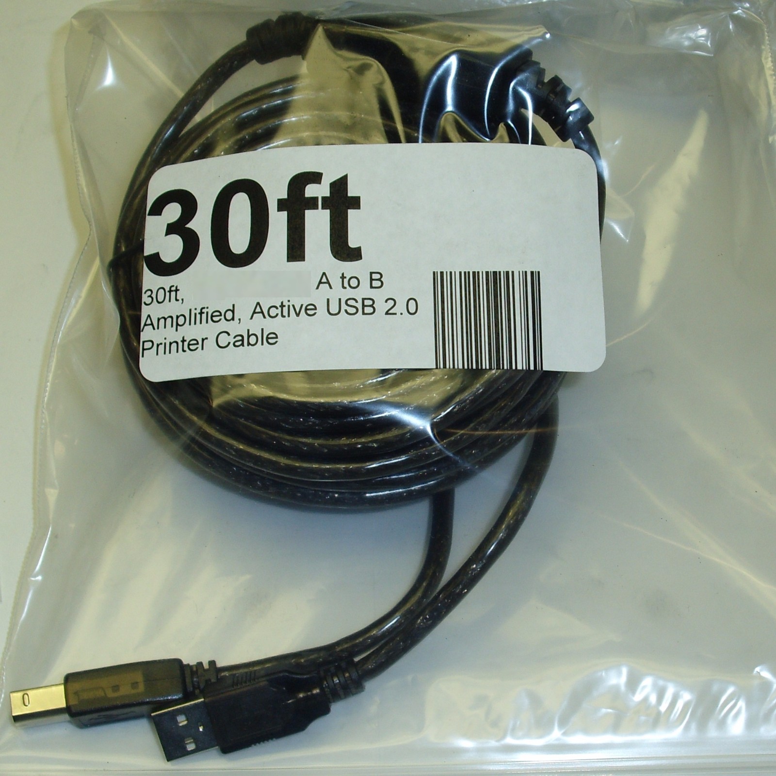 30ft Active/Amplified USB 2.0 A~B Printer/Device extra long Cable/Cord/Wire{AB