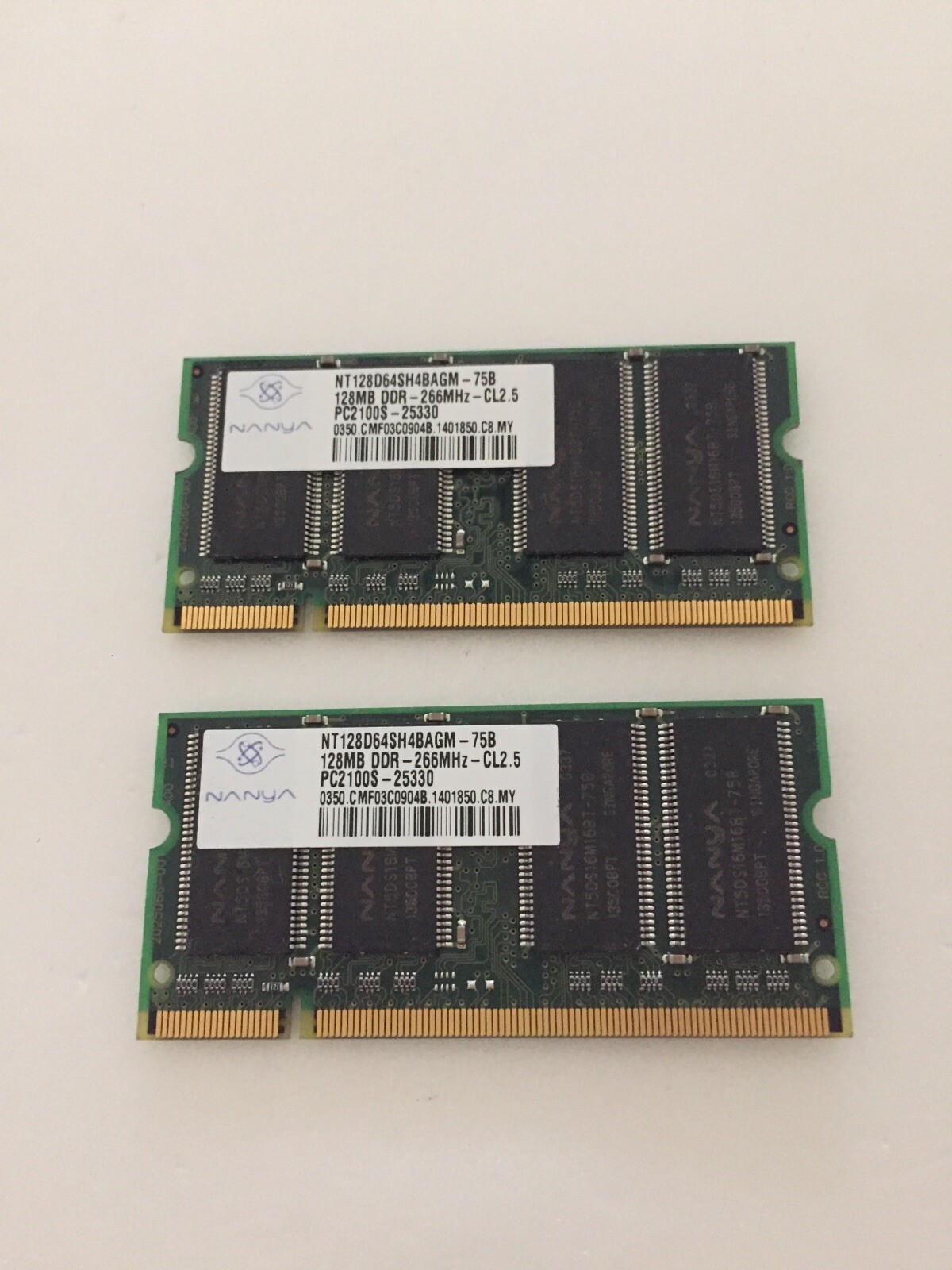 Nanya 128MB (256MB Total) DDR-266MHZ PC2100S-25330 RAM NT128D64SH4BAGM-75B (A5)