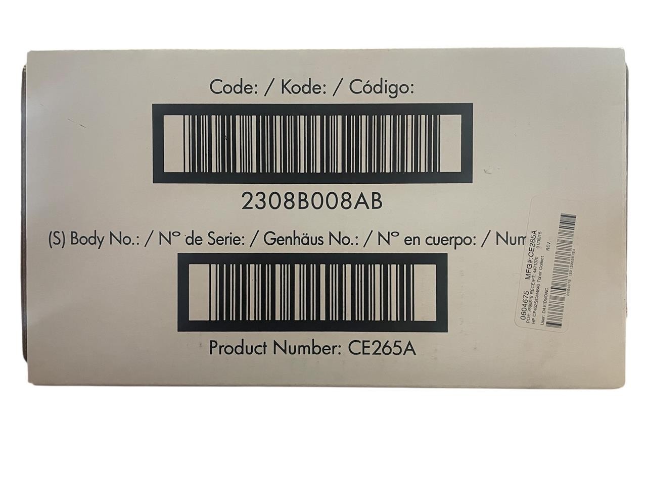 Original HP CE265a Toner collection Unit New