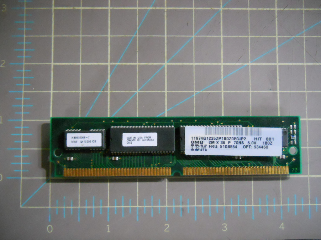 IBM 8Mb memory SIMM PS/2 RS6000 Risc 6000 51G8554 74G1235 70ns 72 pin - Tested