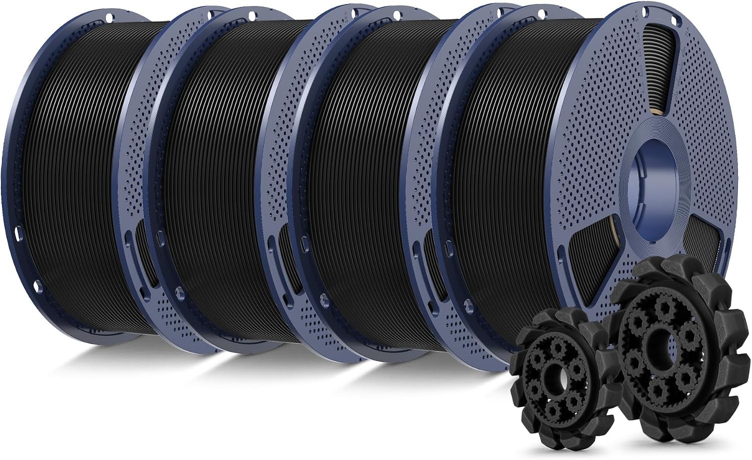 PLA+2.0 3D Printer Filament, Black, 4-Pack 4KG