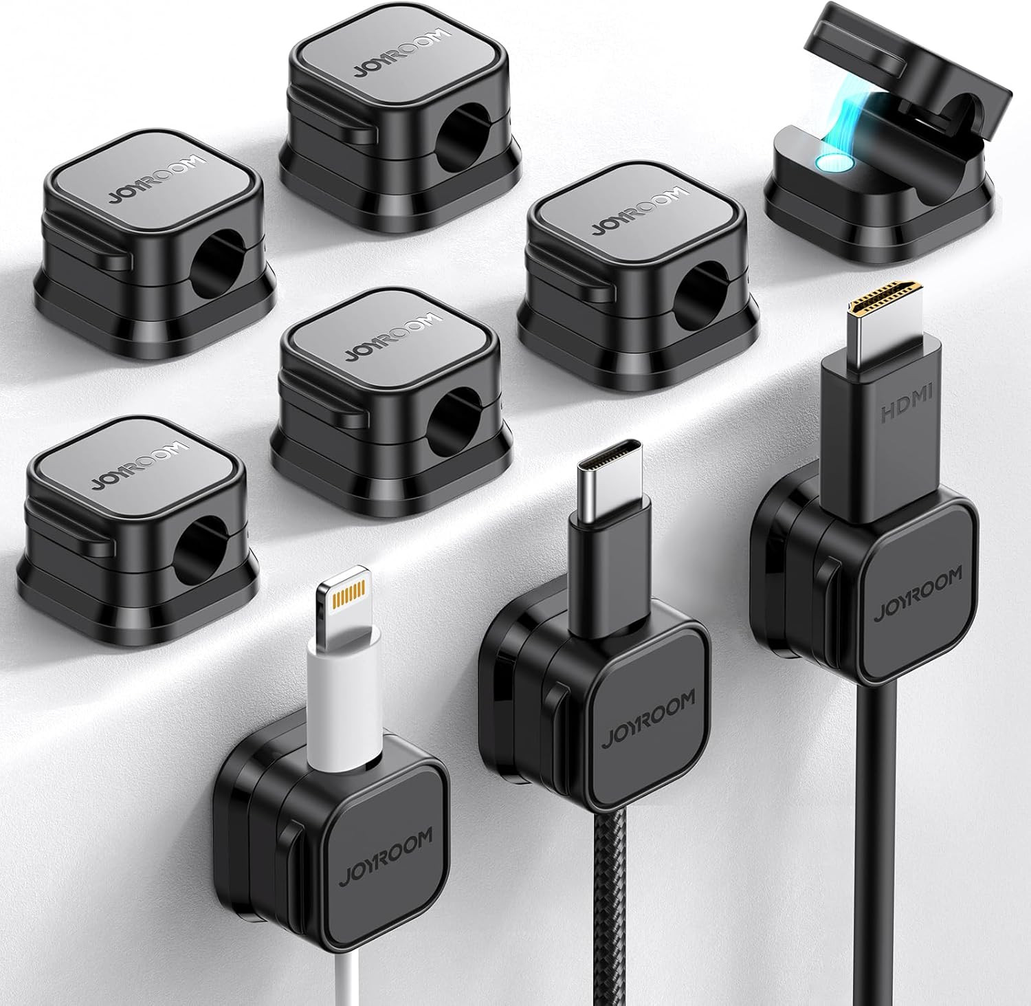 9 Pack Magnetic Cable Clips Cord Organizer Adhesive Wire Management