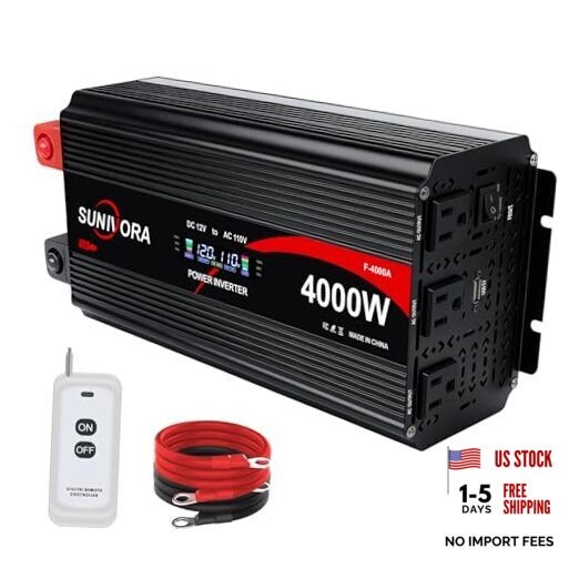 4000 Watt Power Inverter 12V to 110V/120V DC to AC Converter 8000W Peak, with