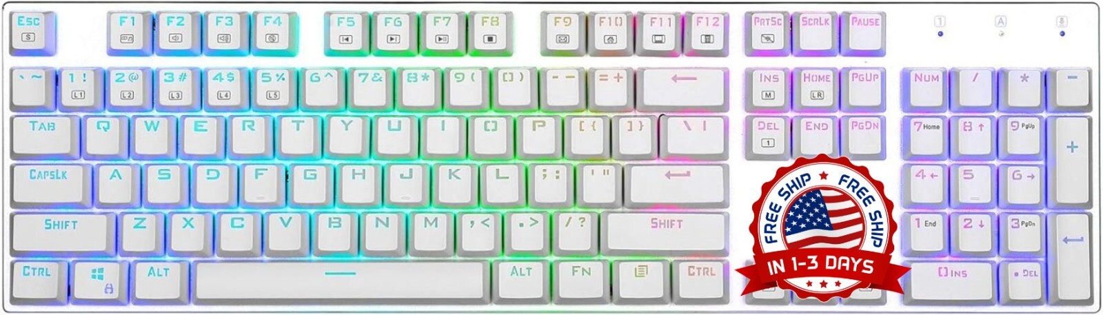 Teclado Mecánico Gamer Juegos Iluminación Para PC Computadora Interruptor Rojo