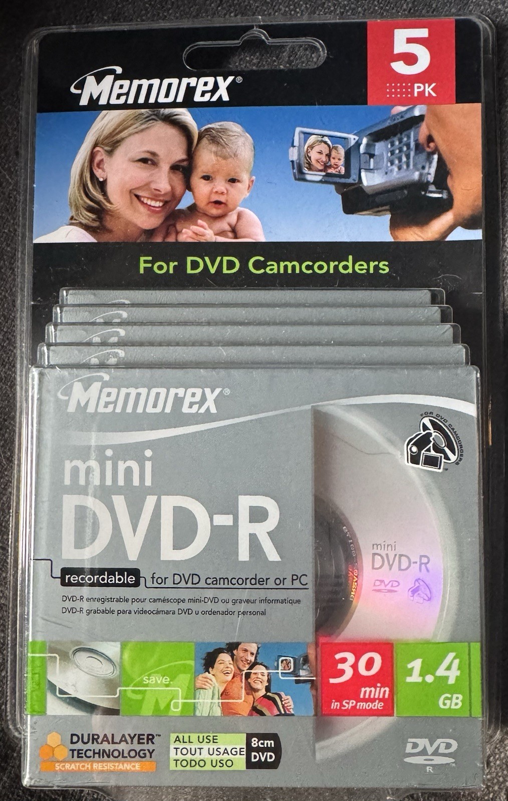 Memorex Blank Mini DVD-R 5 Pack for Camcorders 30 min. 1.4 GB